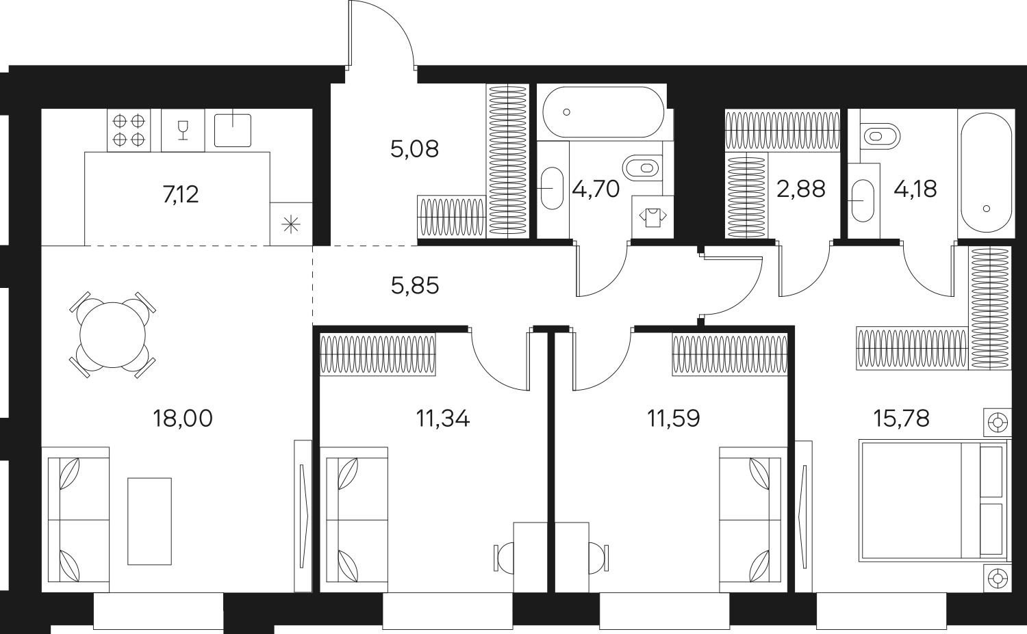 3-комнатная квартира с отделкой в ЖК Сигнальный 16 на 20 этаже в 1 секции. Сдача в 1 кв. 2023 г.