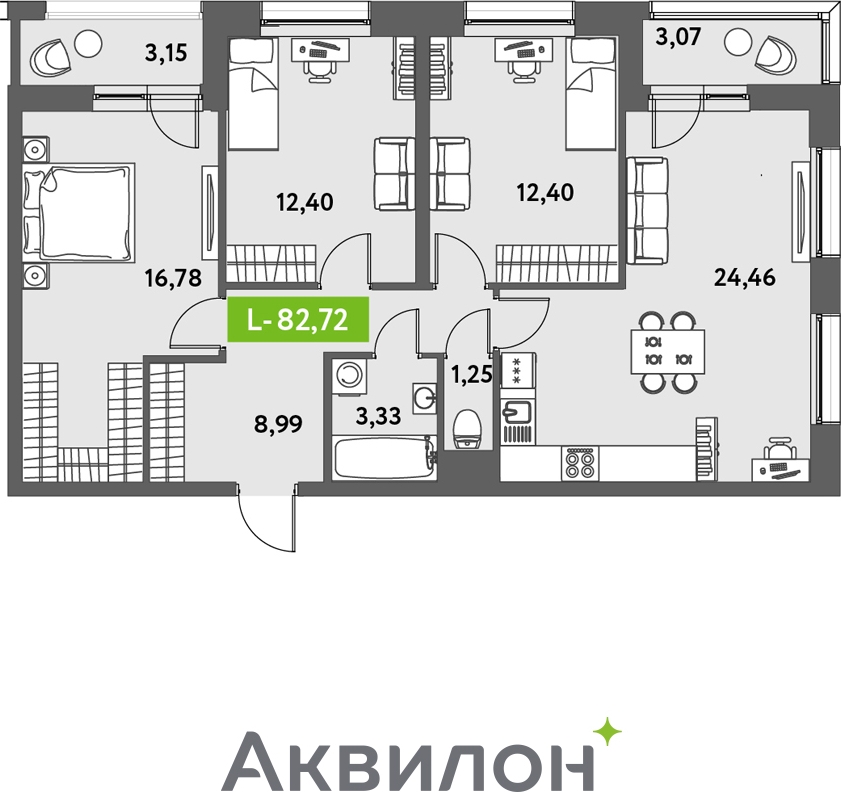 3-комнатная квартира с отделкой в ЖК Сигнальный 16 на 27 этаже в 1 секции. Сдача в 1 кв. 2023 г.