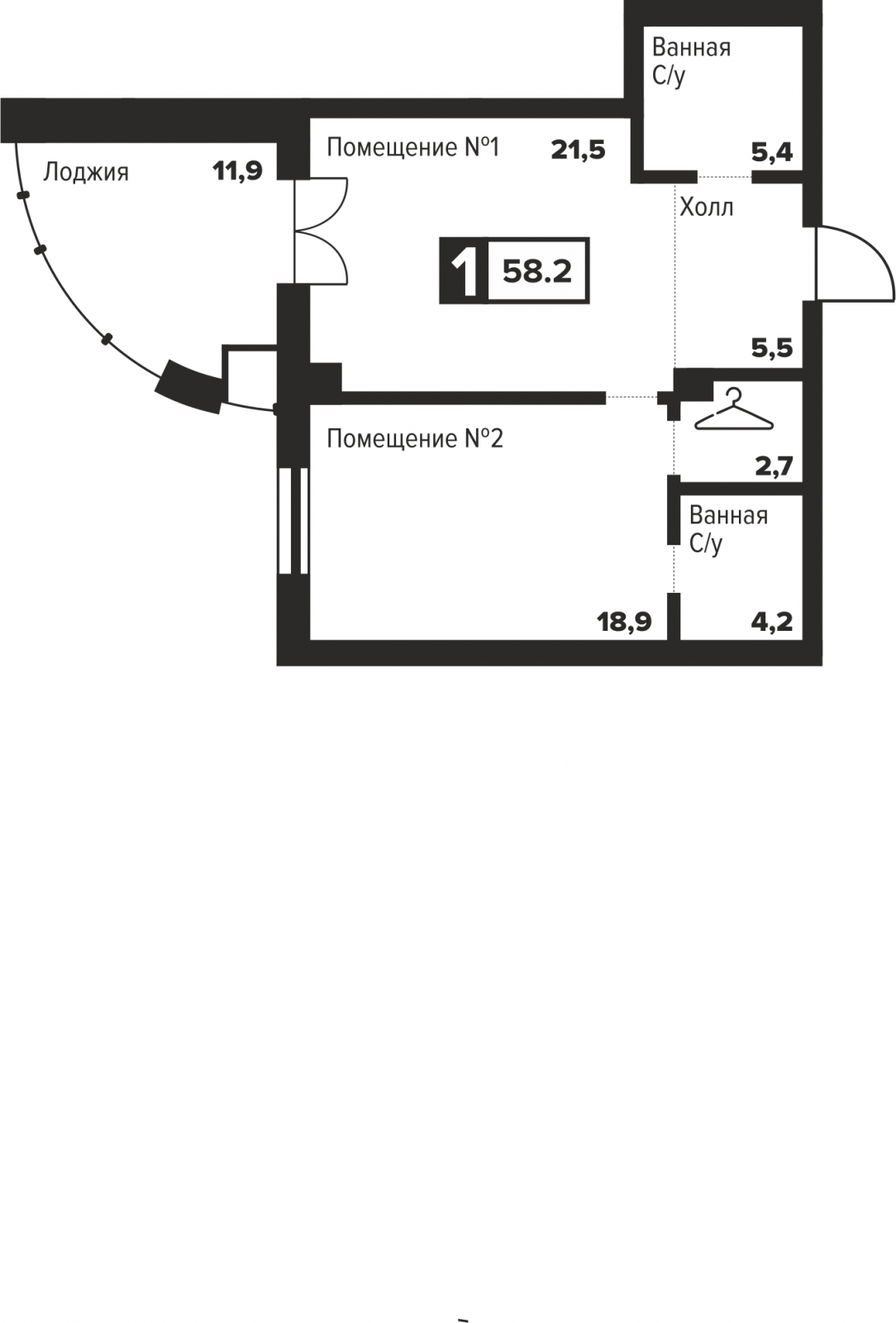 1-комнатная квартира с отделкой в ЖК URAL на 18 этаже в 1 секции. Сдача в 4 кв. 2024 г.