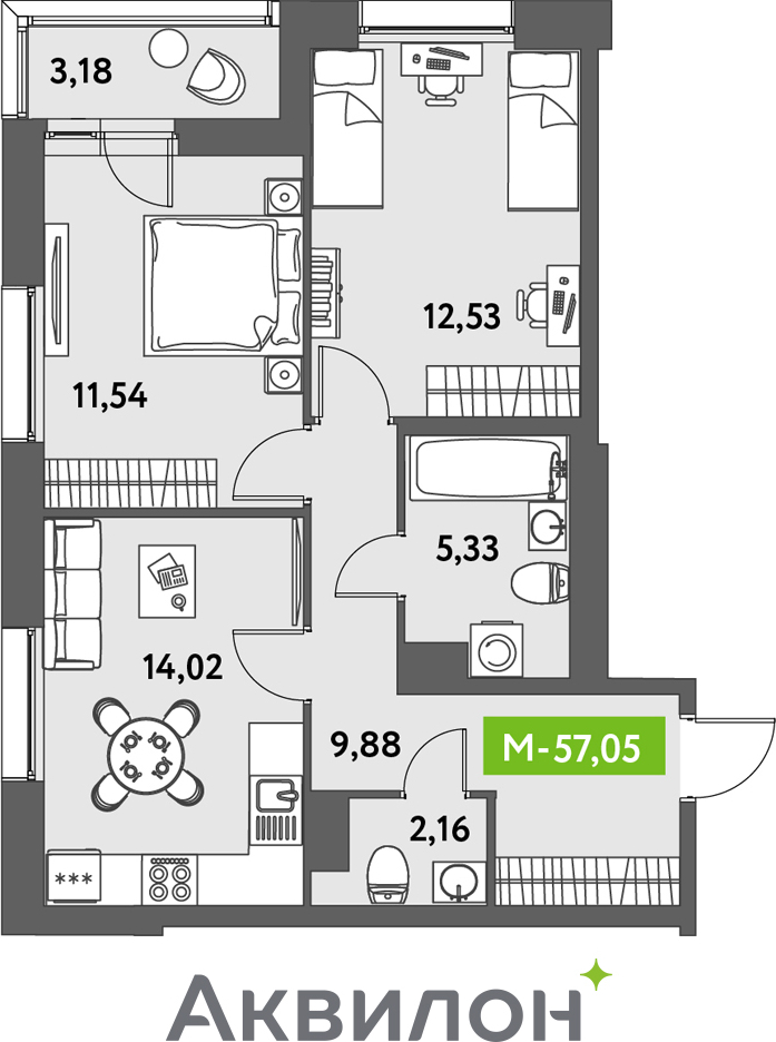 3-комнатная квартира с отделкой в ЖК Речной порт на 1 этаже в 3 секции. Сдача в 3 кв. 2025 г.