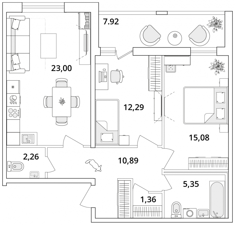 3-комнатная квартира с отделкой в ЖК Талисман на Дмитровском на 16 этаже в 1 секции. Сдача в 2 кв. 2021 г.