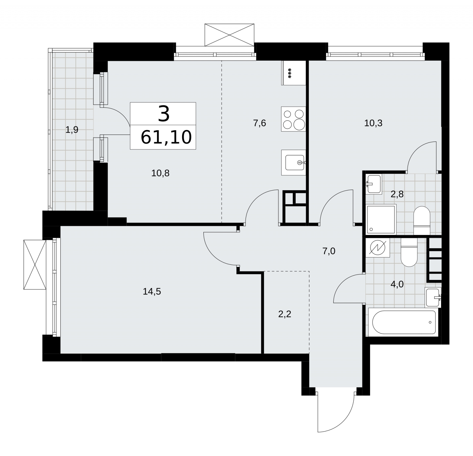 1-комнатная квартира в ЖК Скандинавия на 10 этаже в 1 секции. Сдача в 3 кв. 2025 г.
