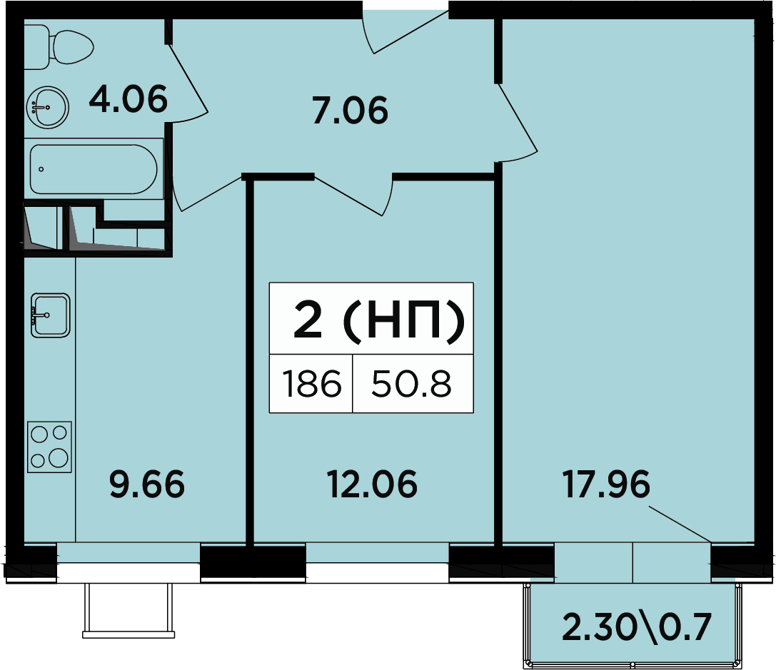 2-комнатная квартира с отделкой в ЖК Легендарный Квартал на Березовой  аллее на 11 этаже в 2 секции. Сдача в 3 кв. 2019 г.
