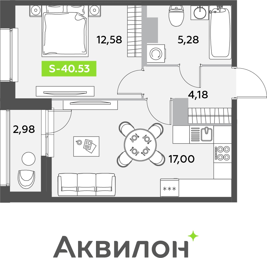 1-комнатная квартира с отделкой в ЖК Новые Ватутинки. Десна на 6 этаже в 2 секции. Сдача в 3 кв. 2023 г.