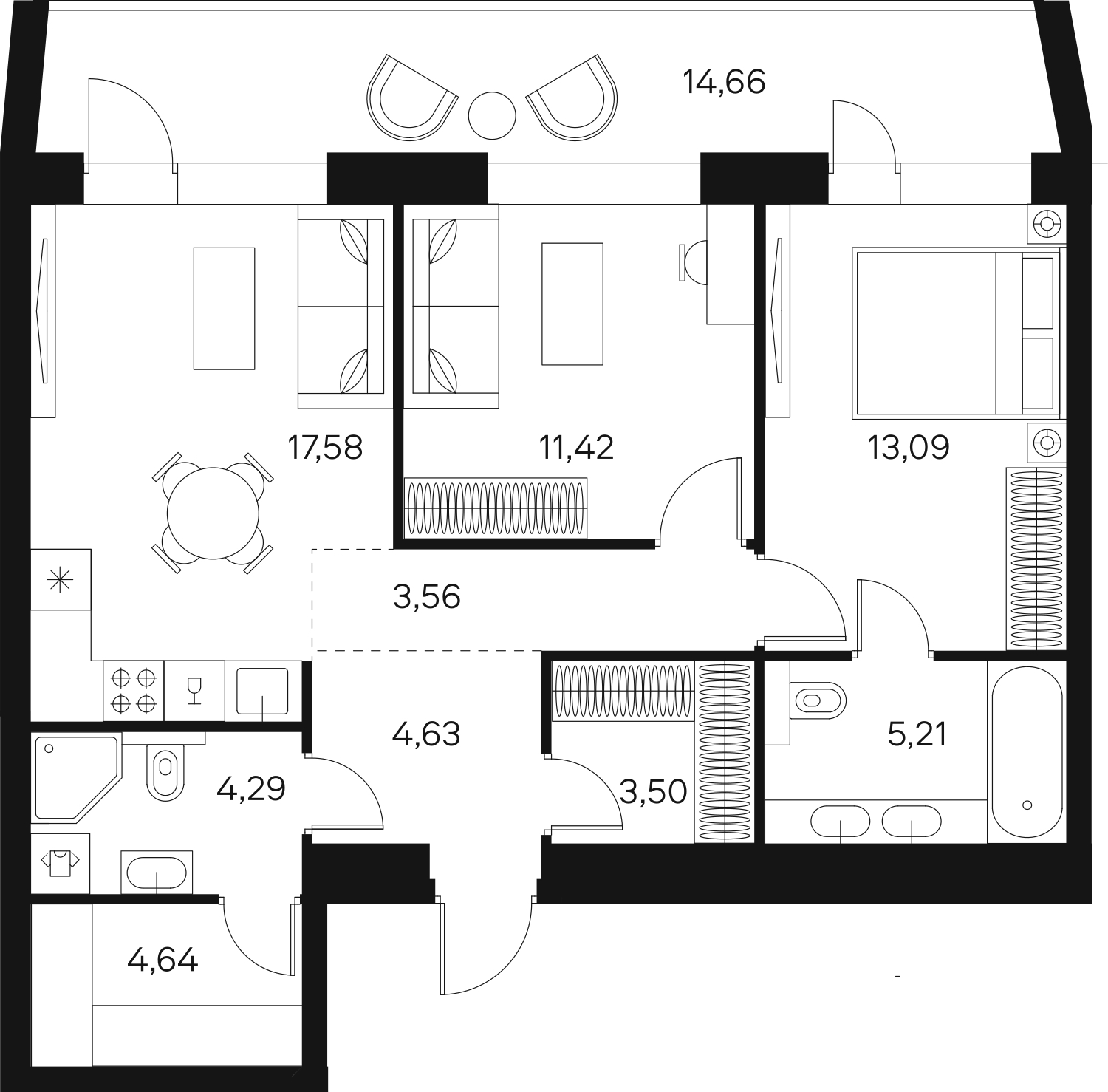 1-комнатная квартира (Студия) с отделкой в ЖК Меридиан ЮГ на 13 этаже в 2 секции. Сдача в 4 кв. 2024 г.