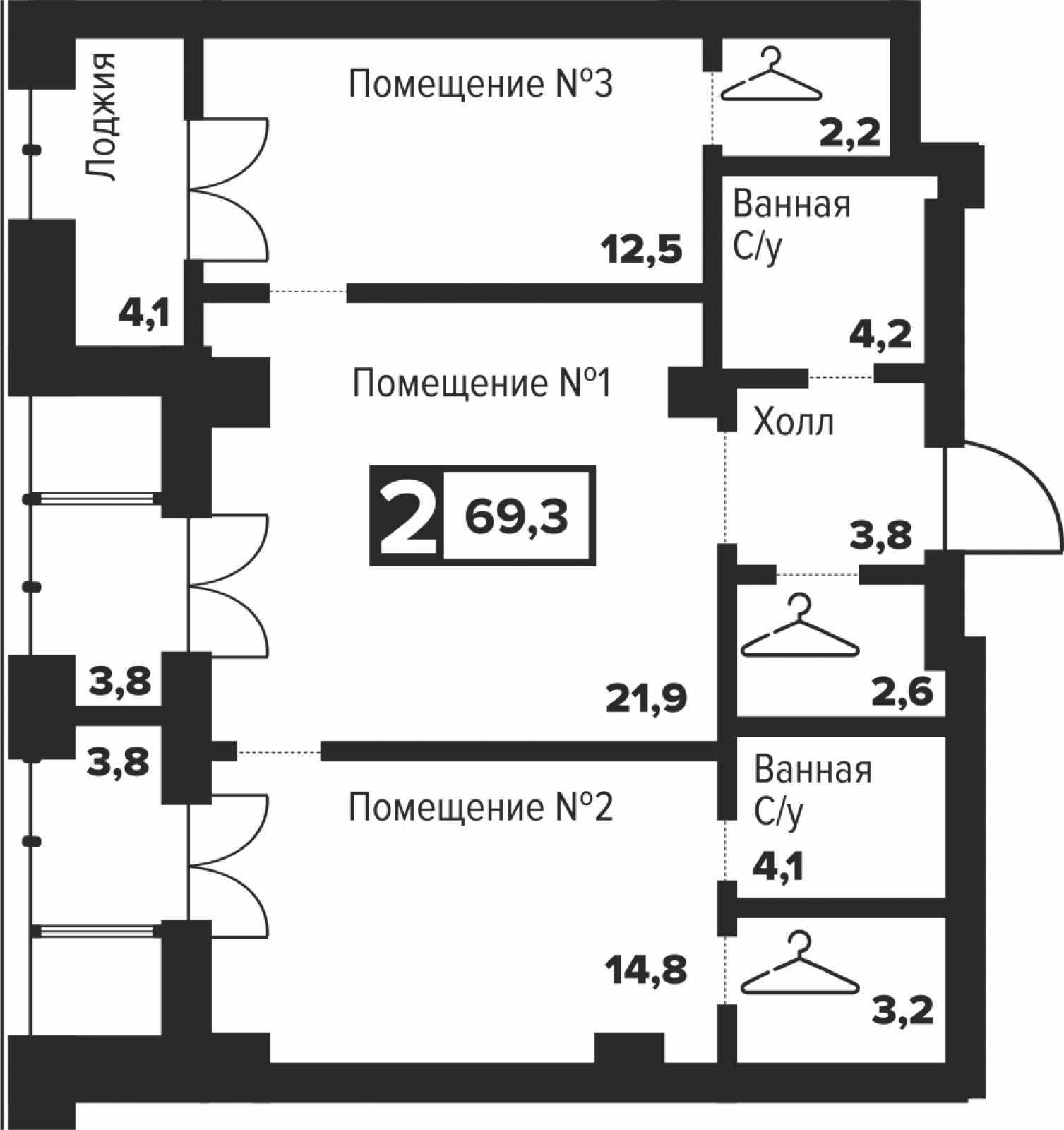 3-комнатная квартира в ЖК Режиссер на 17 этаже в 1 секции. Сдача в 4 кв. 2025 г.