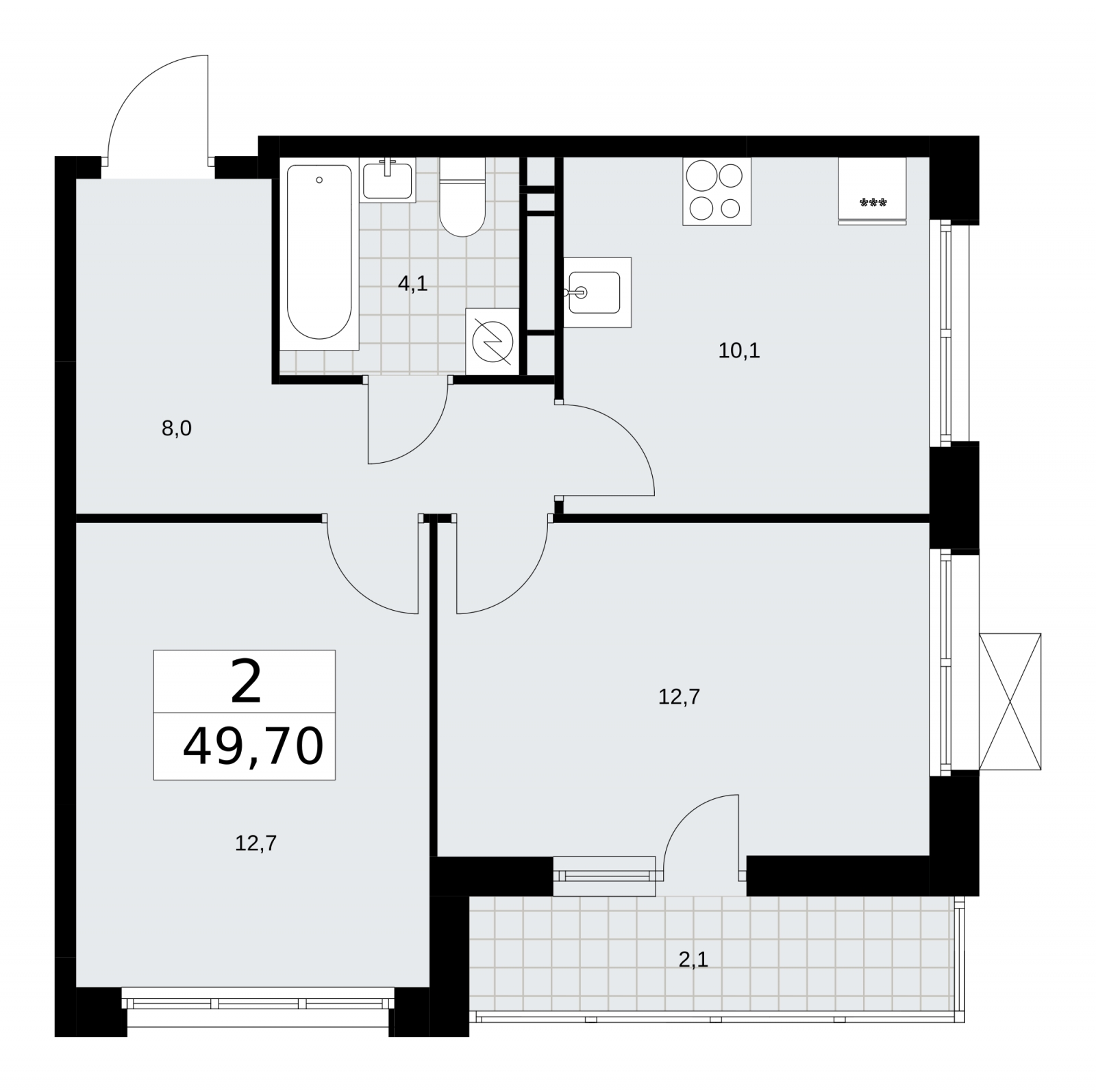 1-комнатная квартира в ЖК Скандинавия на 11 этаже в 1 секции. Сдача в 3 кв. 2025 г.