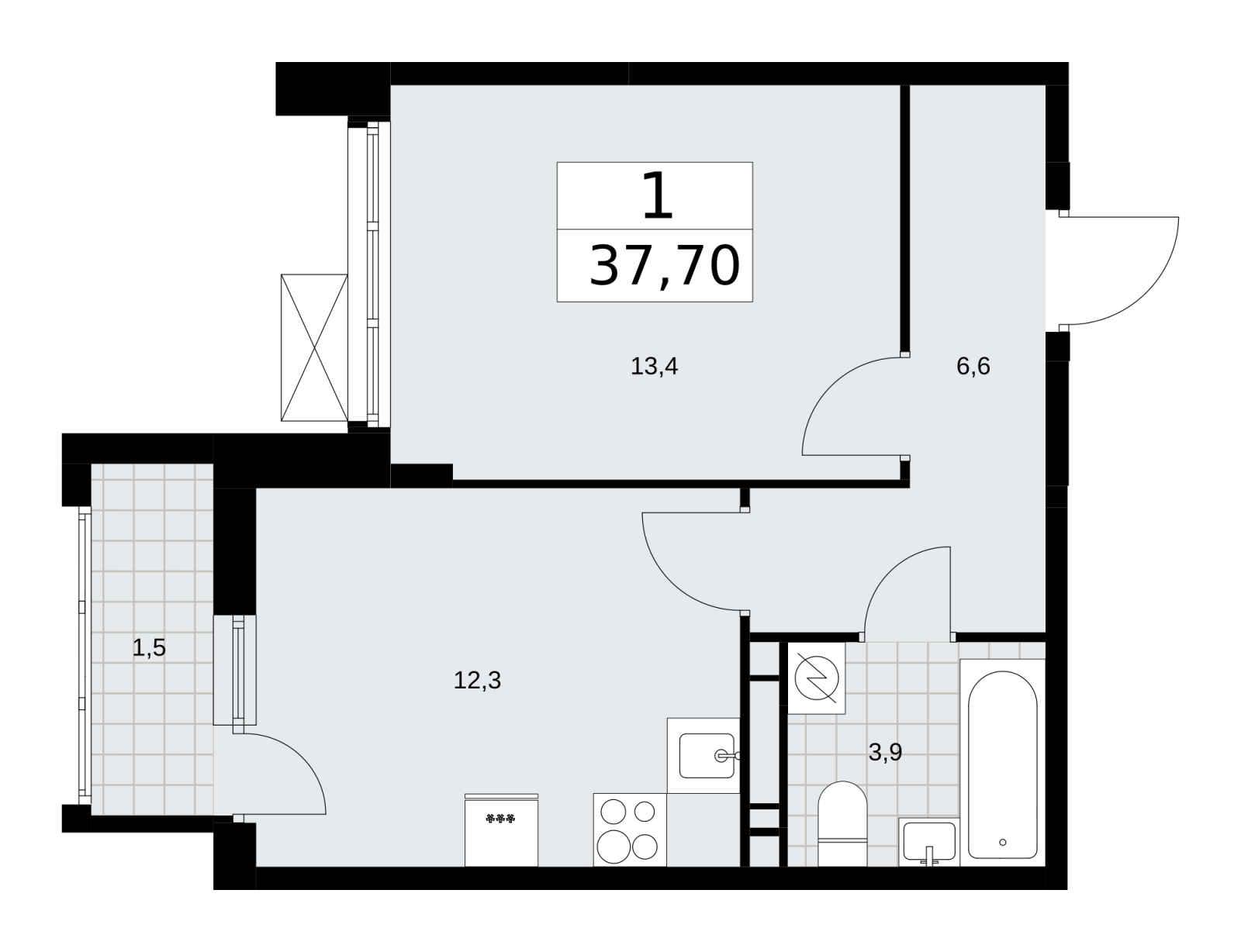 1-комнатная квартира (Студия) с отделкой в ЖК Скандинавия на 5 этаже в 1 секции. Сдача в 4 кв. 2025 г.