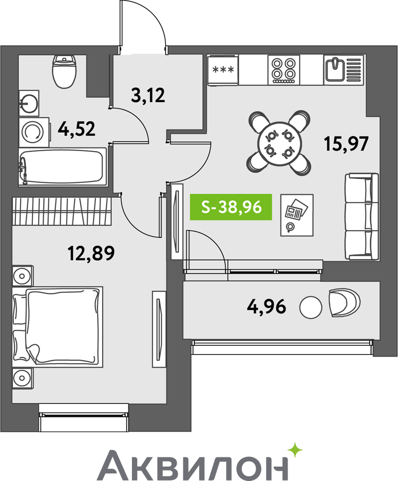 2-комнатная квартира с отделкой в ЖК Кронштадтский 9 на 32 этаже в 1 секции. Сдача в 4 кв. 2023 г.
