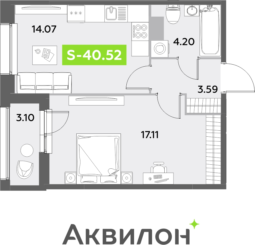 2-комнатная квартира с отделкой в ЖК Кронштадтский 9 на 31 этаже в 1 секции. Сдача в 4 кв. 2023 г.