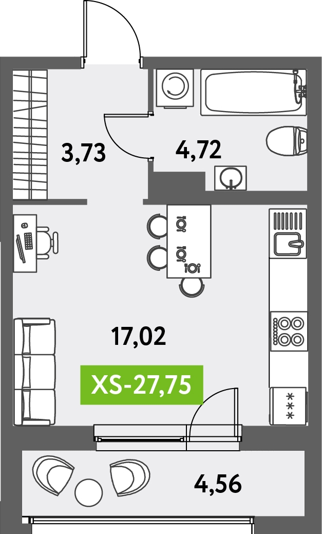 1-комнатная квартира с отделкой в ЖК TopHILLS на 5 этаже в 1 секции. Сдача в 1 кв. 2023 г.