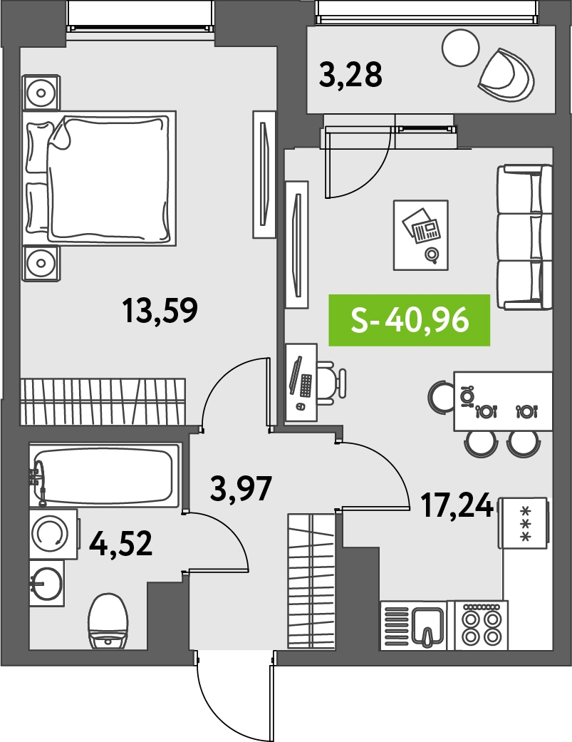 3-комнатная квартира в ЖК Тринити-2 на 10 этаже в 3 секции. Сдача в 3 кв. 2023 г.