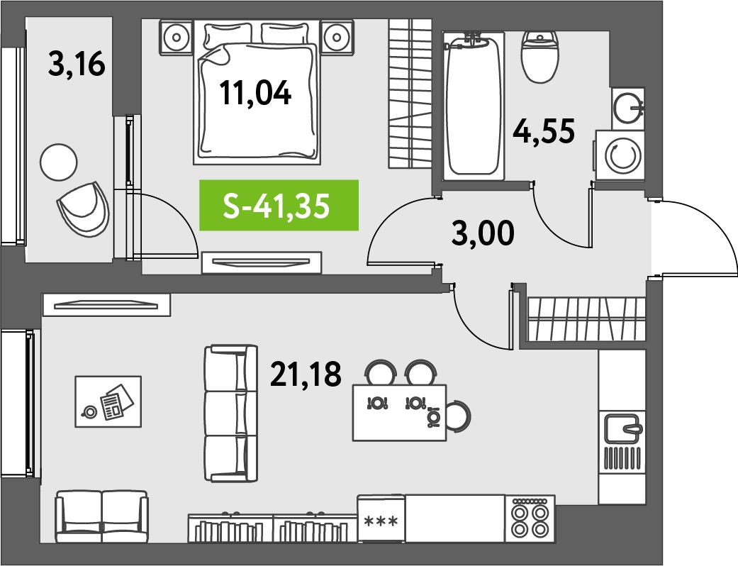 1-комнатная квартира с отделкой в ЖК Волоколамское 24 на 22 этаже в 4 секции. Сдача в 2 кв. 2023 г.