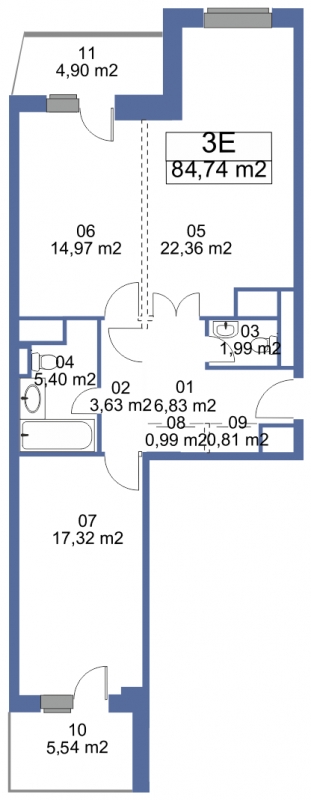 2-комнатная квартира в ЖК Баркли Медовая Долина на 7 этаже в 2 секции. Дом сдан.