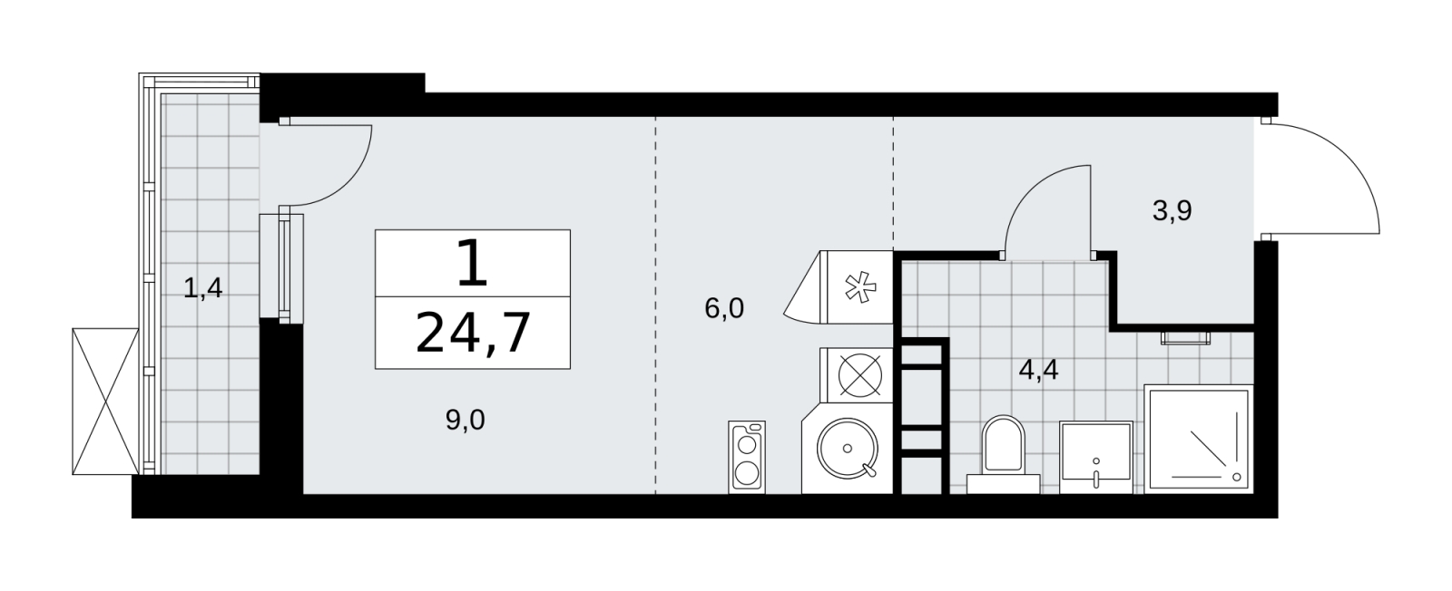 1-комнатная квартира (Студия) с отделкой в ЖК Скандинавия на 10 этаже в 1 секции. Сдача в 4 кв. 2025 г.