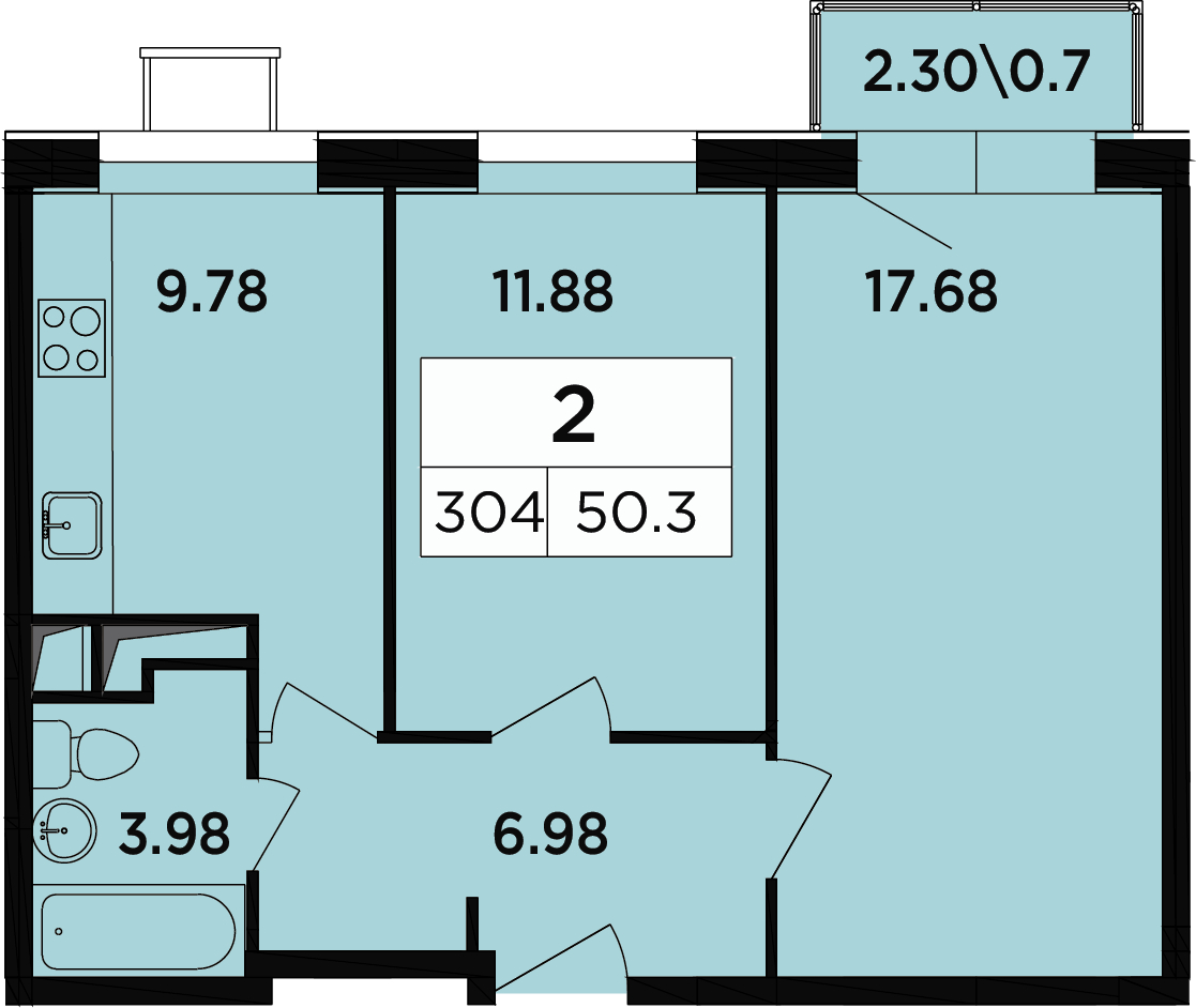 2-комнатная квартира с отделкой в мкр. Новое Медведково на 14 этаже в 1 секции. Сдача в 2 кв. 2023 г.