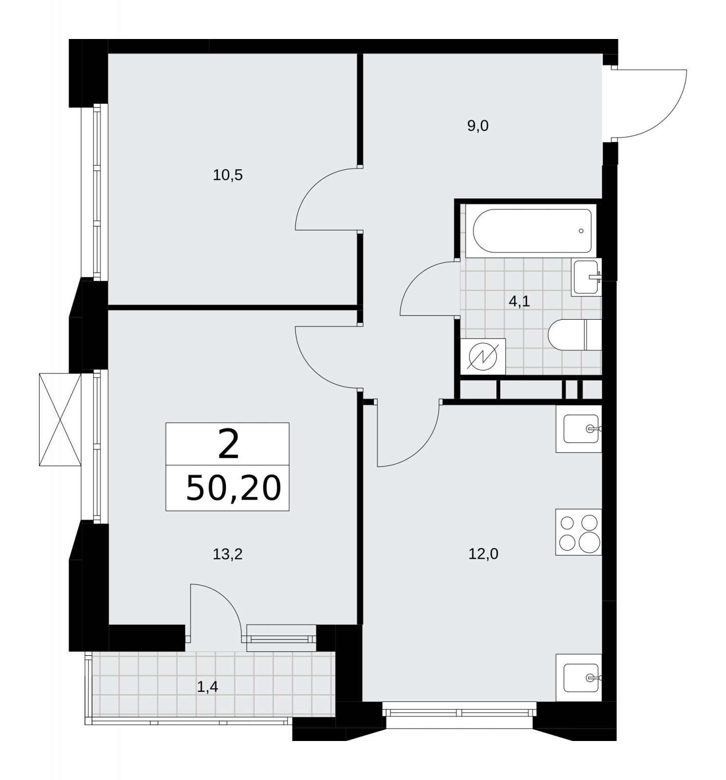 2-комнатная квартира с отделкой в ЖК Скандинавия на 9 этаже в 4 секции. Сдача в 4 кв. 2025 г.