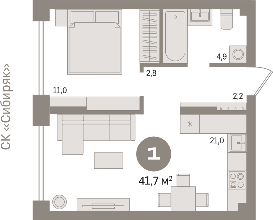 2-комнатная квартира в ЖК Небо на 2 этаже в 1 секции. Дом сдан.