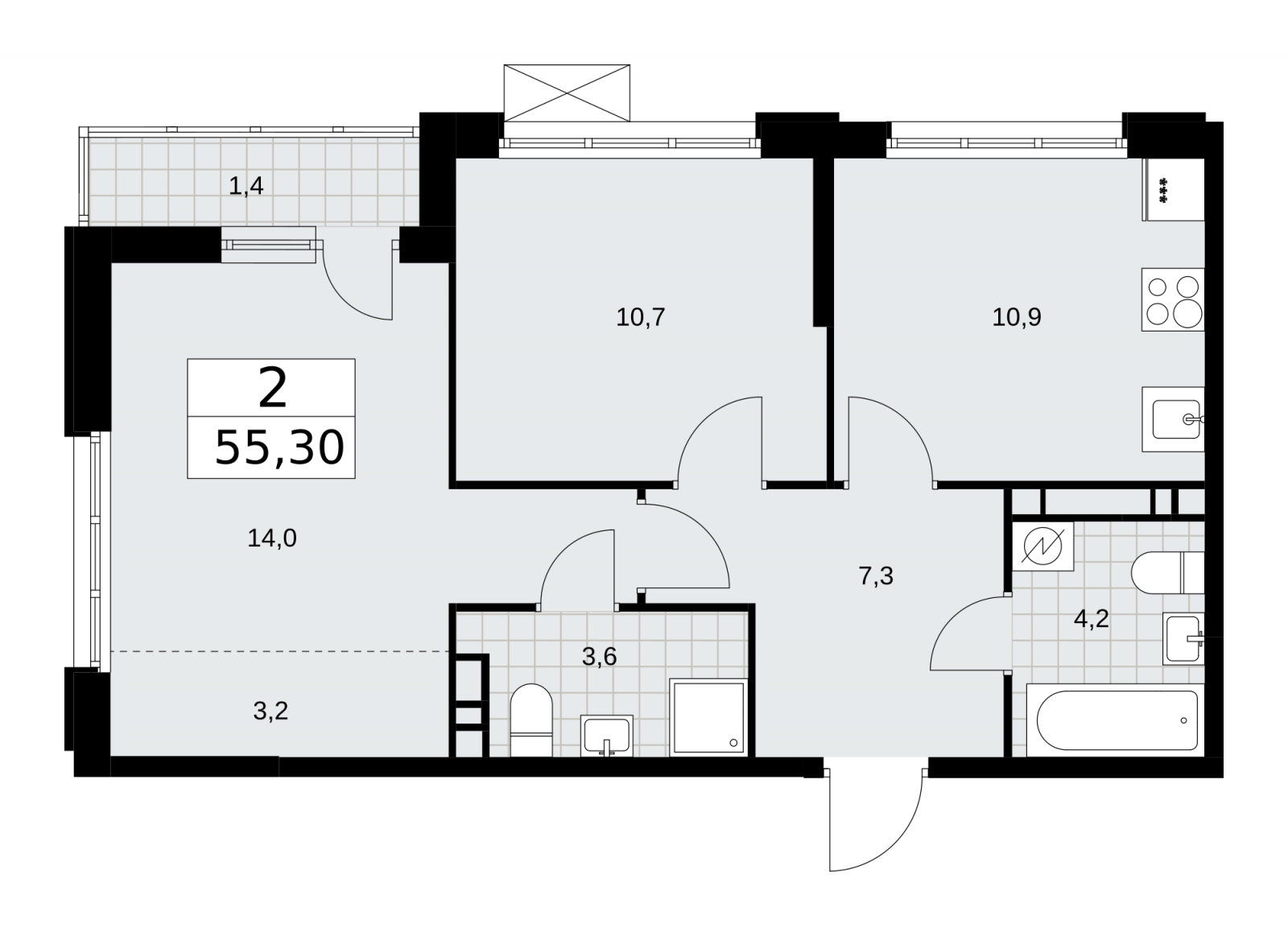 4-комнатная квартира с отделкой в ЖК Скандинавия на 8 этаже в 1 секции. Сдача в 4 кв. 2025 г.
