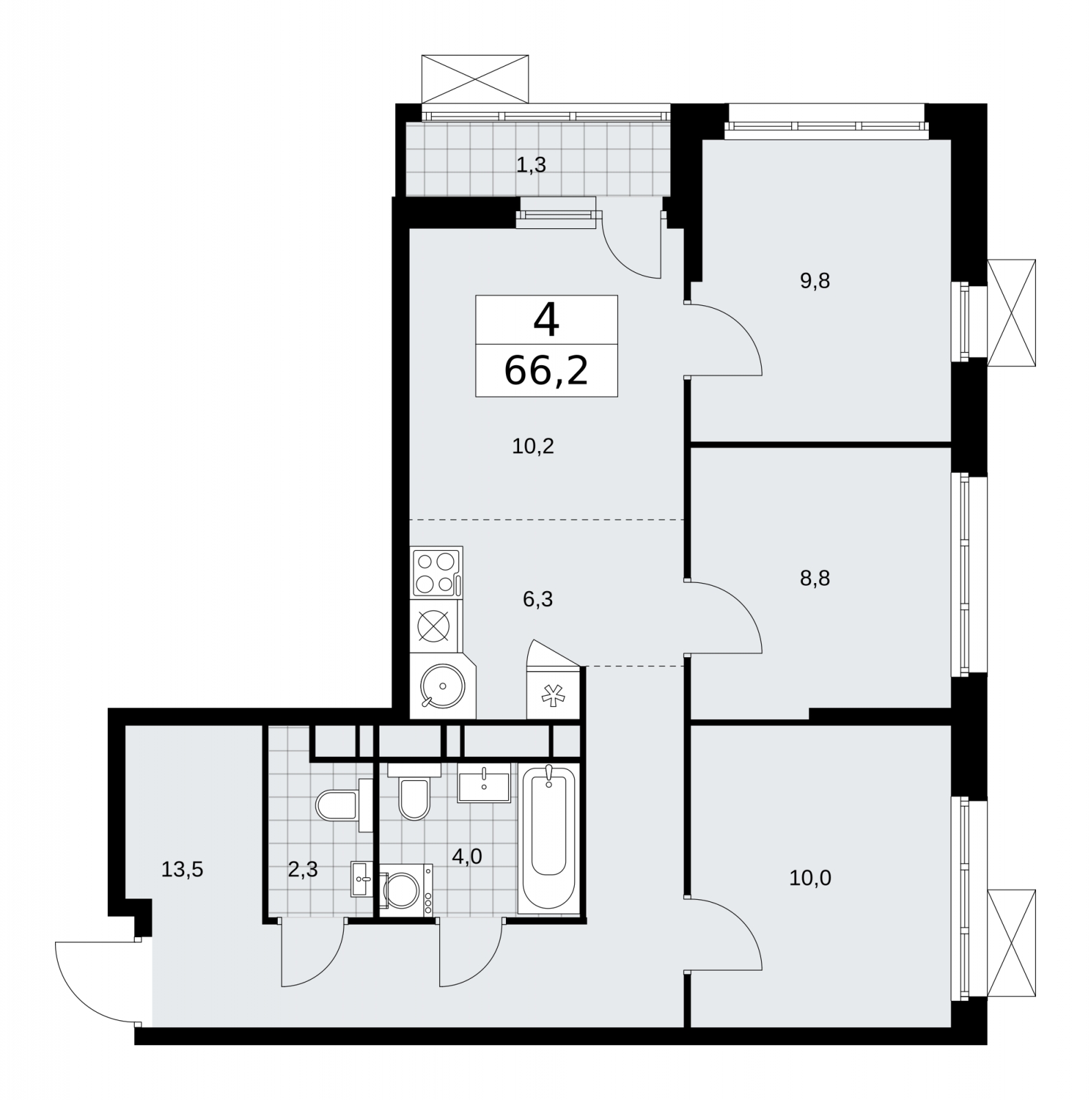 4-комнатная квартира с отделкой в ЖК Скандинавия на 15 этаже в 1 секции. Сдача в 4 кв. 2025 г.