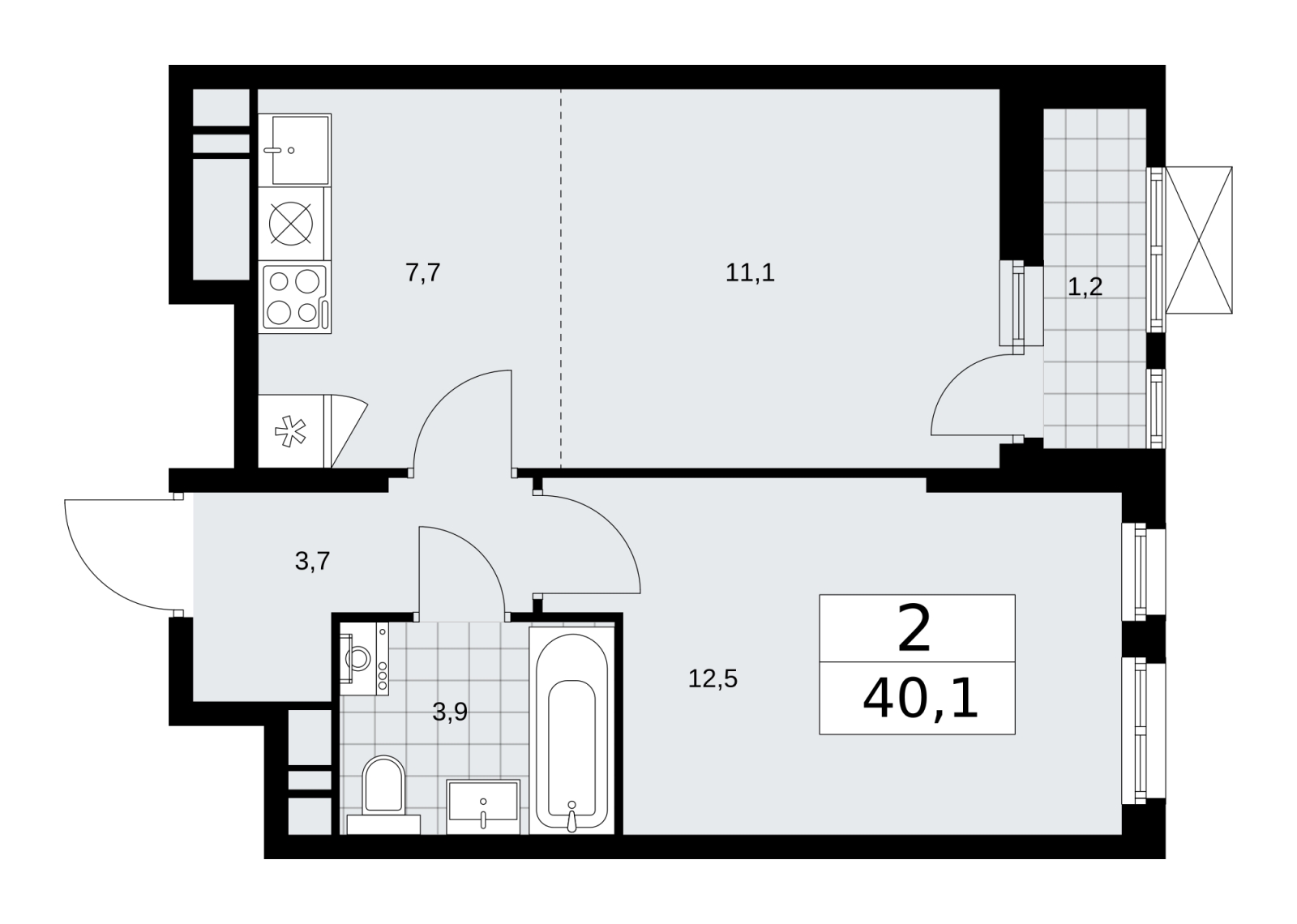 1-комнатная квартира (Студия) с отделкой в ЖК Скандинавия на 15 этаже в 1 секции. Сдача в 4 кв. 2025 г.