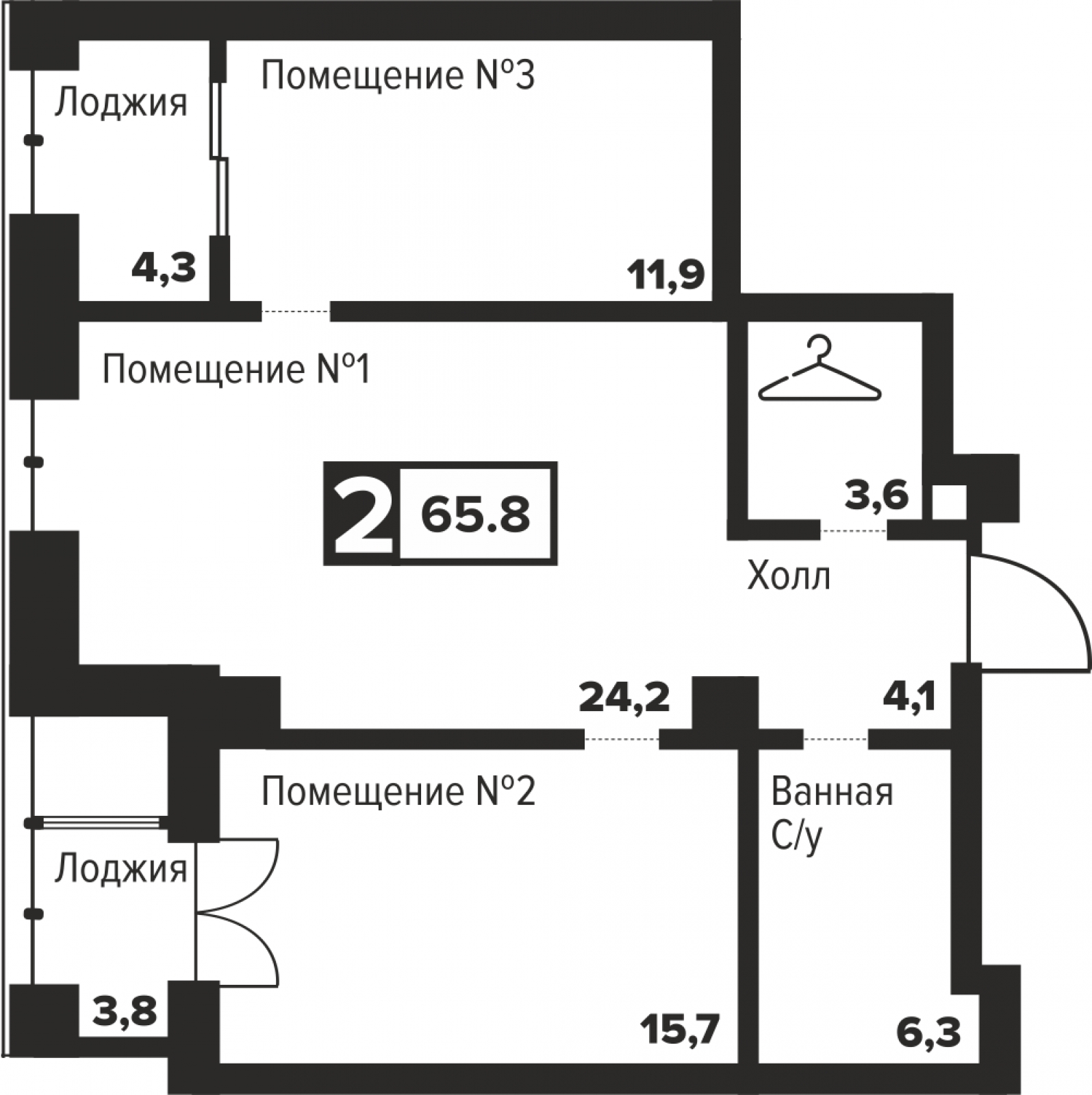 2-комнатная квартира в ЖК VEREN NEXT Шуваловский на 3 этаже в 1 секции. Сдача в 1 кв. 2023 г.