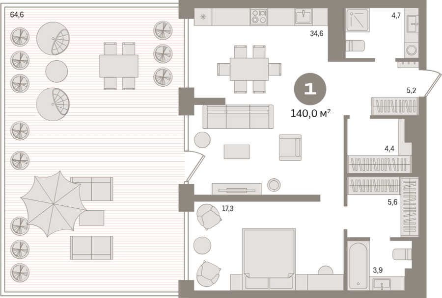 1-комнатная квартира с отделкой в ЖК Небо на 10 этаже в 1 секции. Сдача в 3 кв. 2025 г.