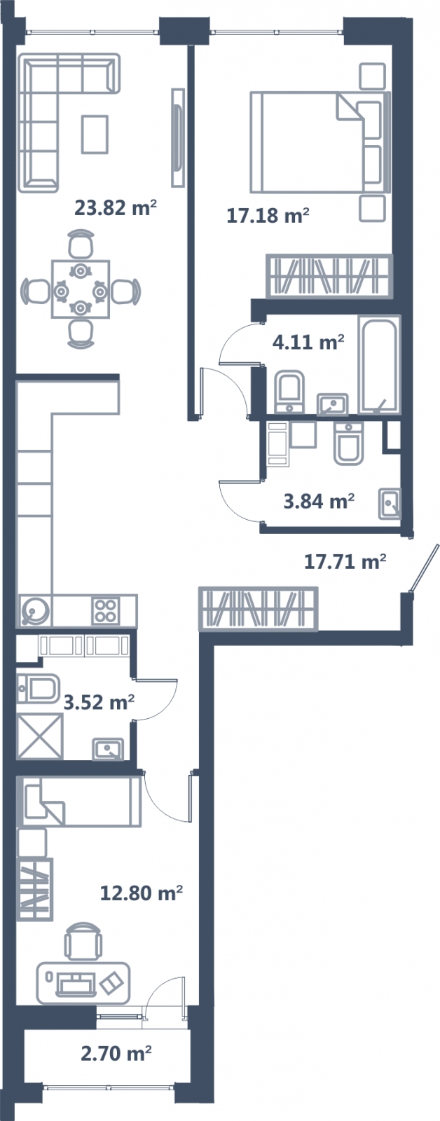 1-комнатная квартира с отделкой в ЖК Небо на 12 этаже в 1 секции. Сдача в 3 кв. 2025 г.