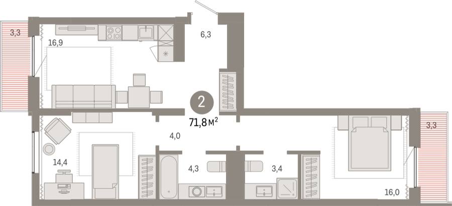 1-комнатная квартира с отделкой в Микрорайон Европейский Берег на 11 этаже в 1 секции. Сдача в 1 кв. 2025 г.