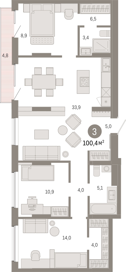 2-комнатная квартира в ЖК Режиссер на 12 этаже в 1 секции. Сдача в 1 кв. 2026 г.