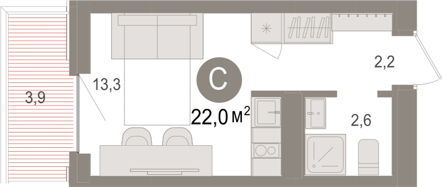 1-комнатная квартира с отделкой в Микрорайон Европейский Берег на 13 этаже в 1 секции. Сдача в 1 кв. 2025 г.