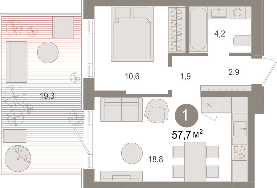 2-комнатная квартира в ЖК Режиссер на 7 этаже в 1 секции. Сдача в 4 кв. 2025 г.