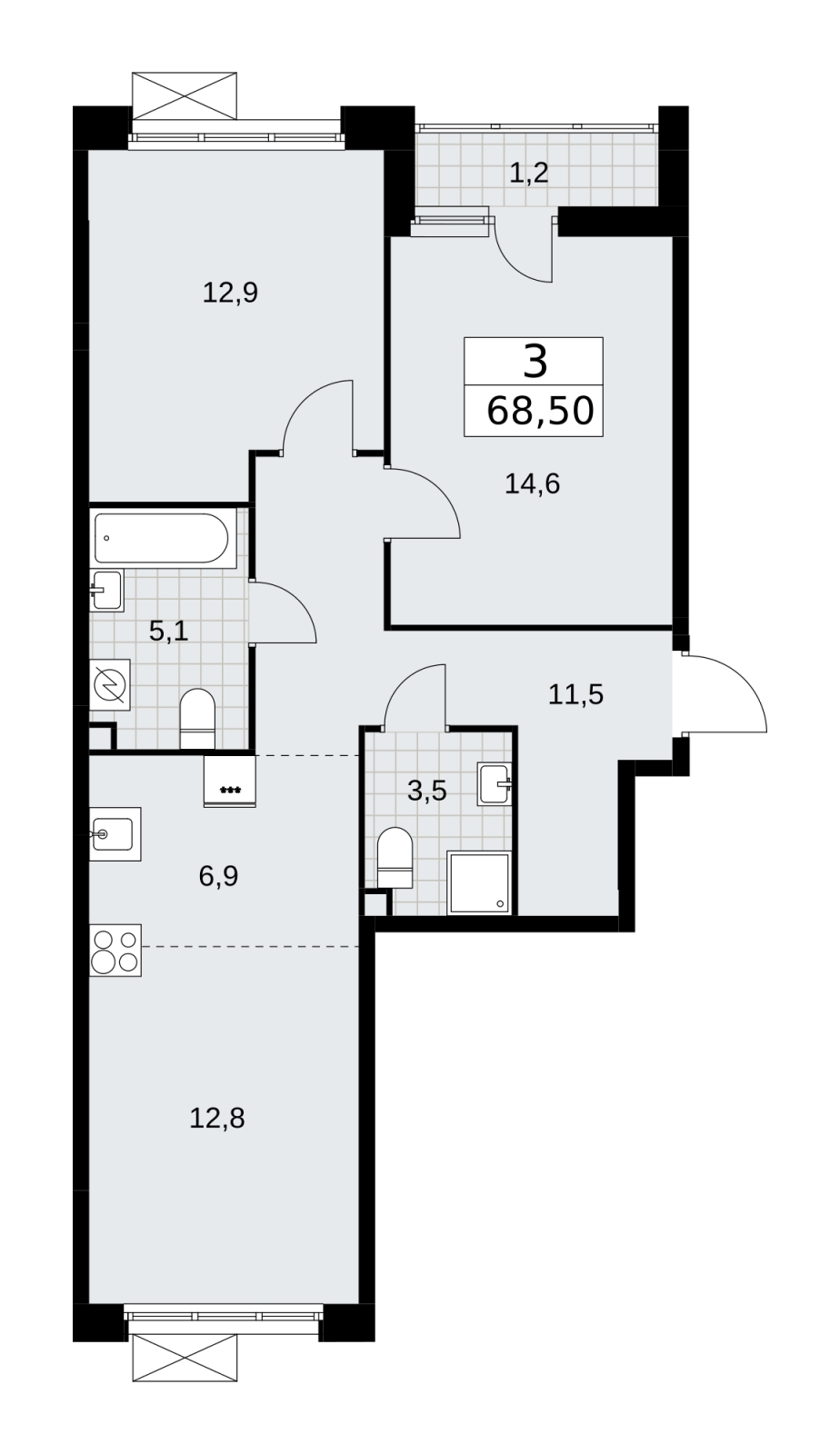 1-комнатная квартира (Студия) с отделкой в ЖК Скандинавия на 6 этаже в 1 секции. Сдача в 4 кв. 2025 г.