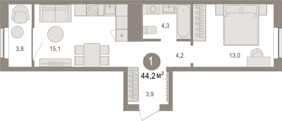 3-комнатная квартира с отделкой в Микрорайон Европейский Берег на 8 этаже в 3 секции. Сдача в 3 кв. 2025 г.