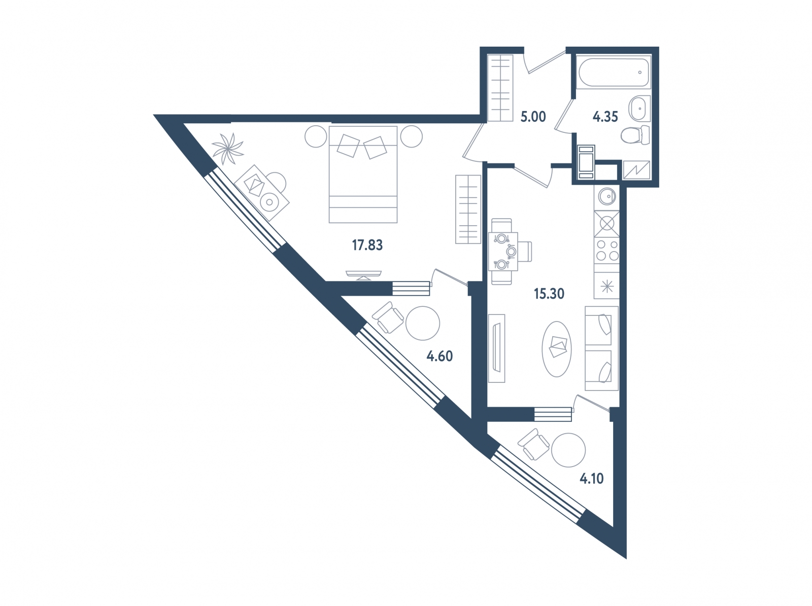 3-комнатная квартира в ЖК Режиссер на 13 этаже в 1 секции. Сдача в 1 кв. 2026 г.