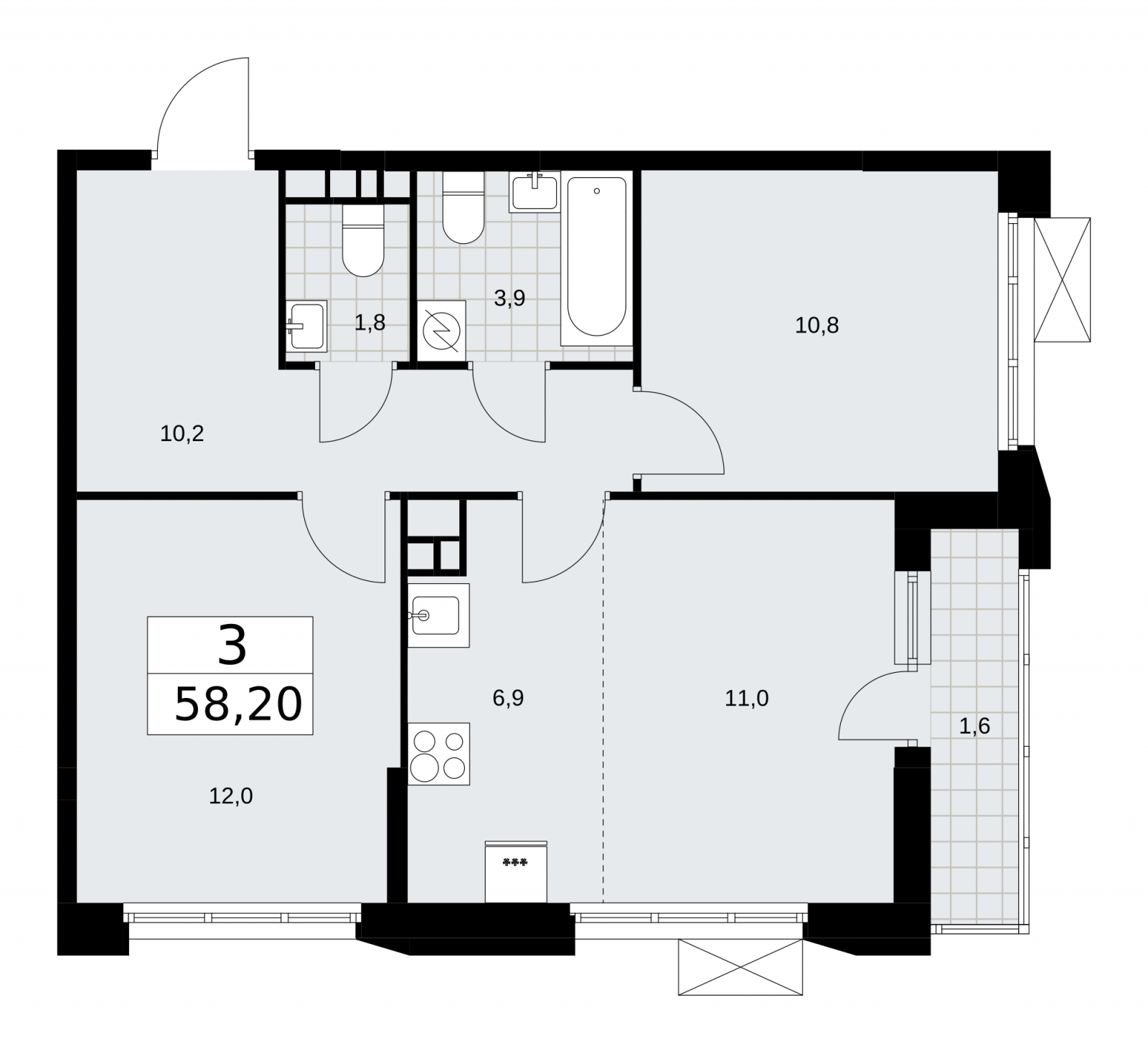 4-комнатная квартира с отделкой в ЖК Скандинавия на 12 этаже в 1 секции. Сдача в 4 кв. 2025 г.