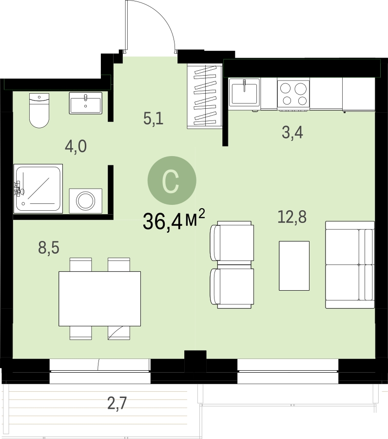 1-комнатная квартира в ЖК Режиссер на 17 этаже в 1 секции. Сдача в 4 кв. 2025 г.