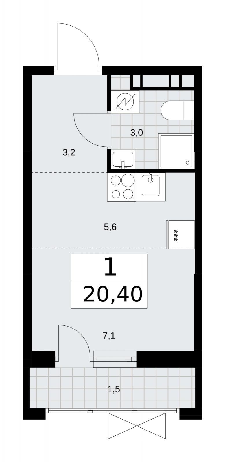 2-комнатная квартира с отделкой в ЖК Скандинавия на 12 этаже в 1 секции. Сдача в 1 кв. 2026 г.