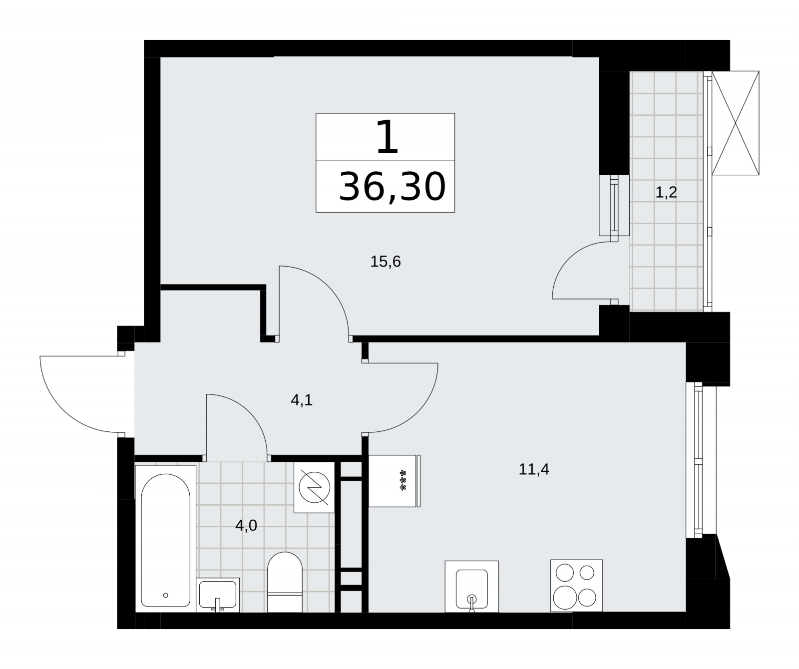 1-комнатная квартира (Студия) с отделкой в ЖК Скандинавия на 7 этаже в 4 секции. Сдача в 4 кв. 2025 г.