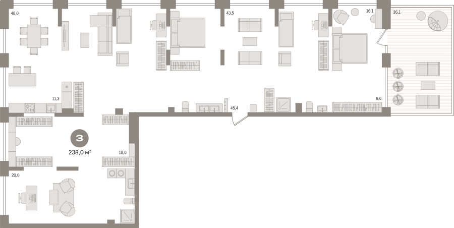 2-комнатная квартира с отделкой в Микрорайон Европейский Берег на 7 этаже в 6 секции. Сдача в 2 кв. 2026 г.