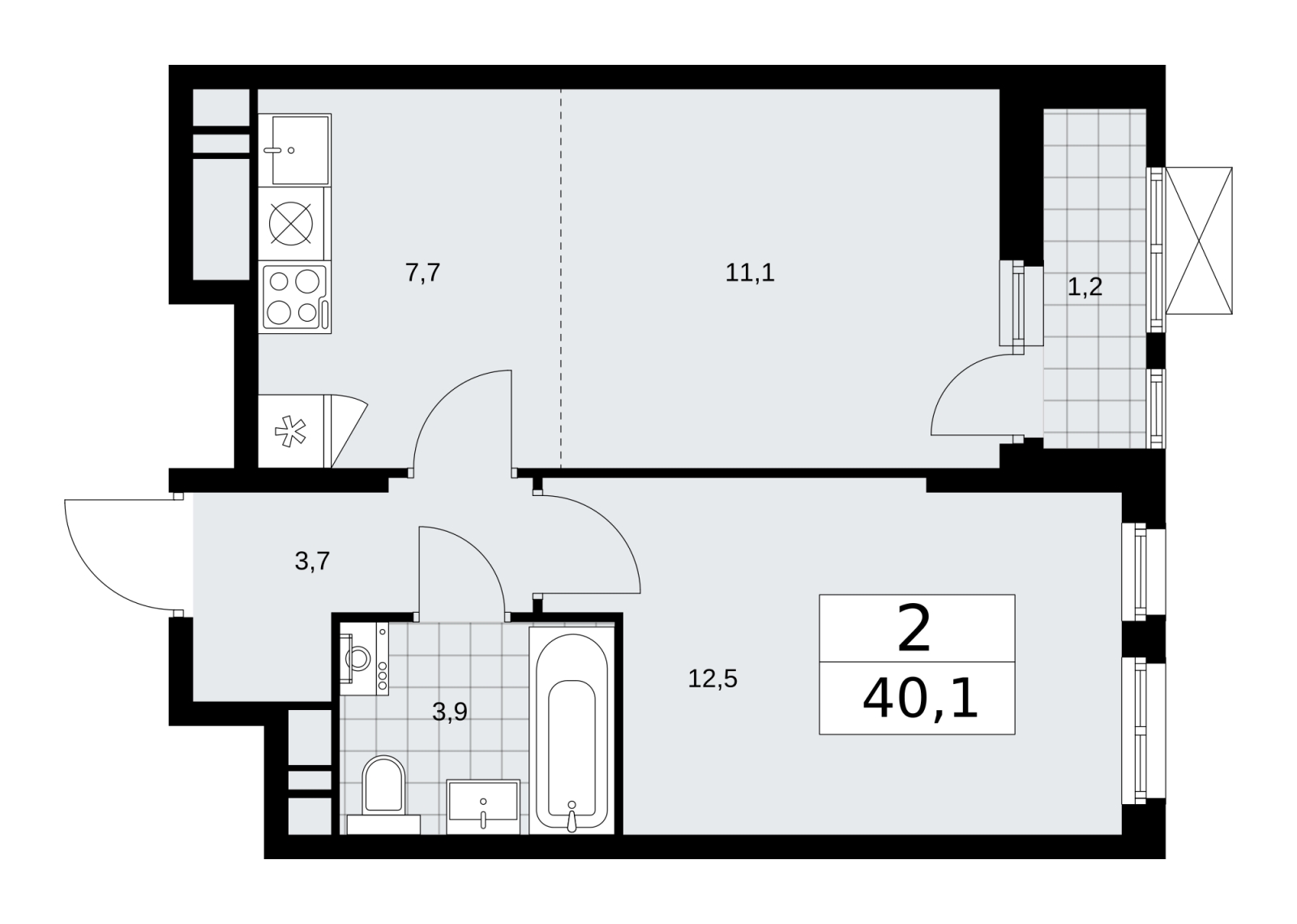 3-комнатная квартира с отделкой в ЖК Скандинавия на 13 этаже в 2 секции. Сдача в 4 кв. 2025 г.