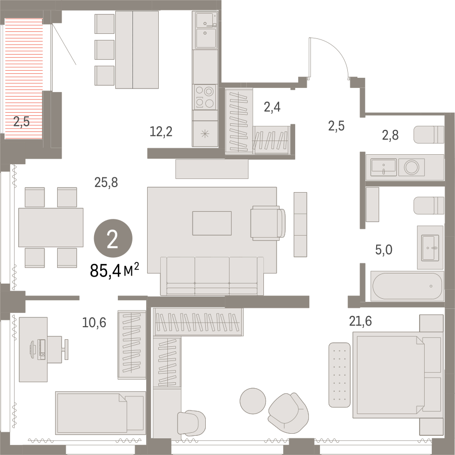 3-комнатная квартира в ЖК Режиссер на 6 этаже в 1 секции. Сдача в 4 кв. 2025 г.