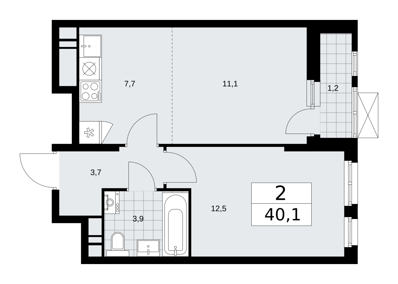 2-комнатная квартира с отделкой в ЖК Скандинавия на 7 этаже в 1 секции. Сдача в 4 кв. 2025 г.