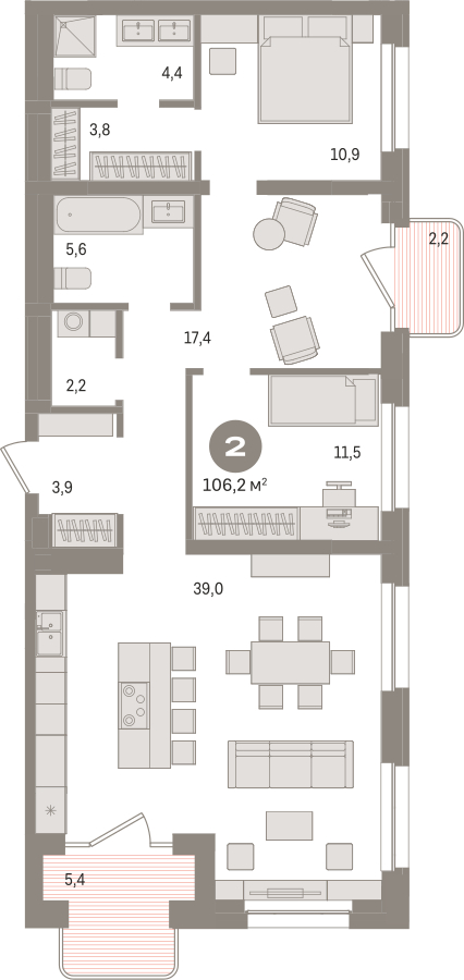 1-комнатная квартира с отделкой в Микрорайон Европейский Берег на 4 этаже в 6 секции. Сдача в 2 кв. 2026 г.