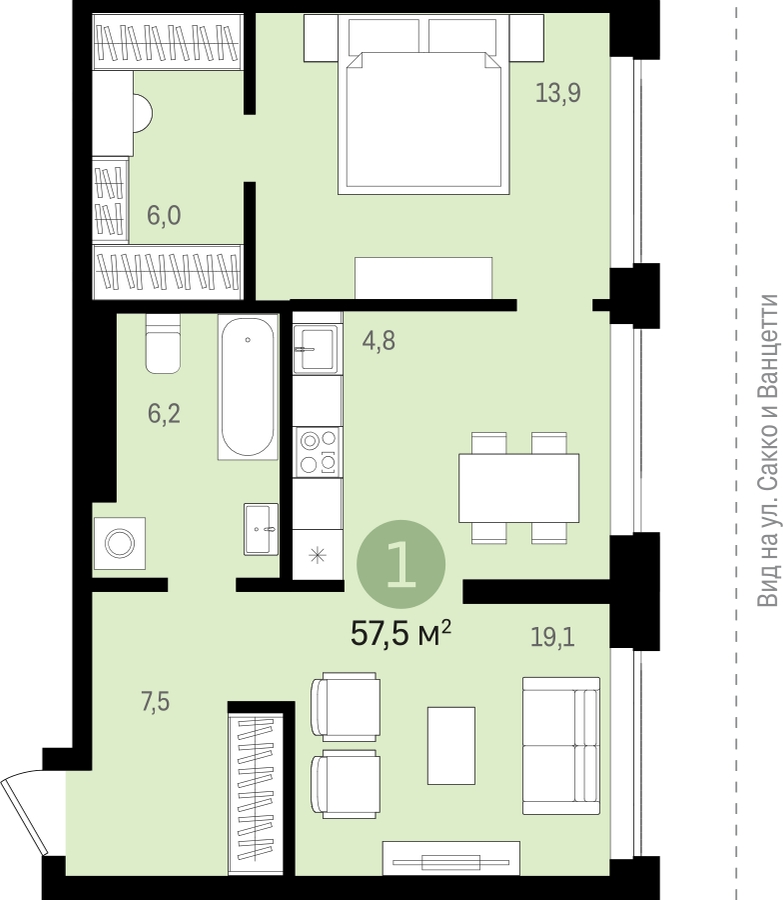 1-комнатная квартира с отделкой в ЖК URAL на 14 этаже в 1 секции. Сдача в 4 кв. 2024 г.