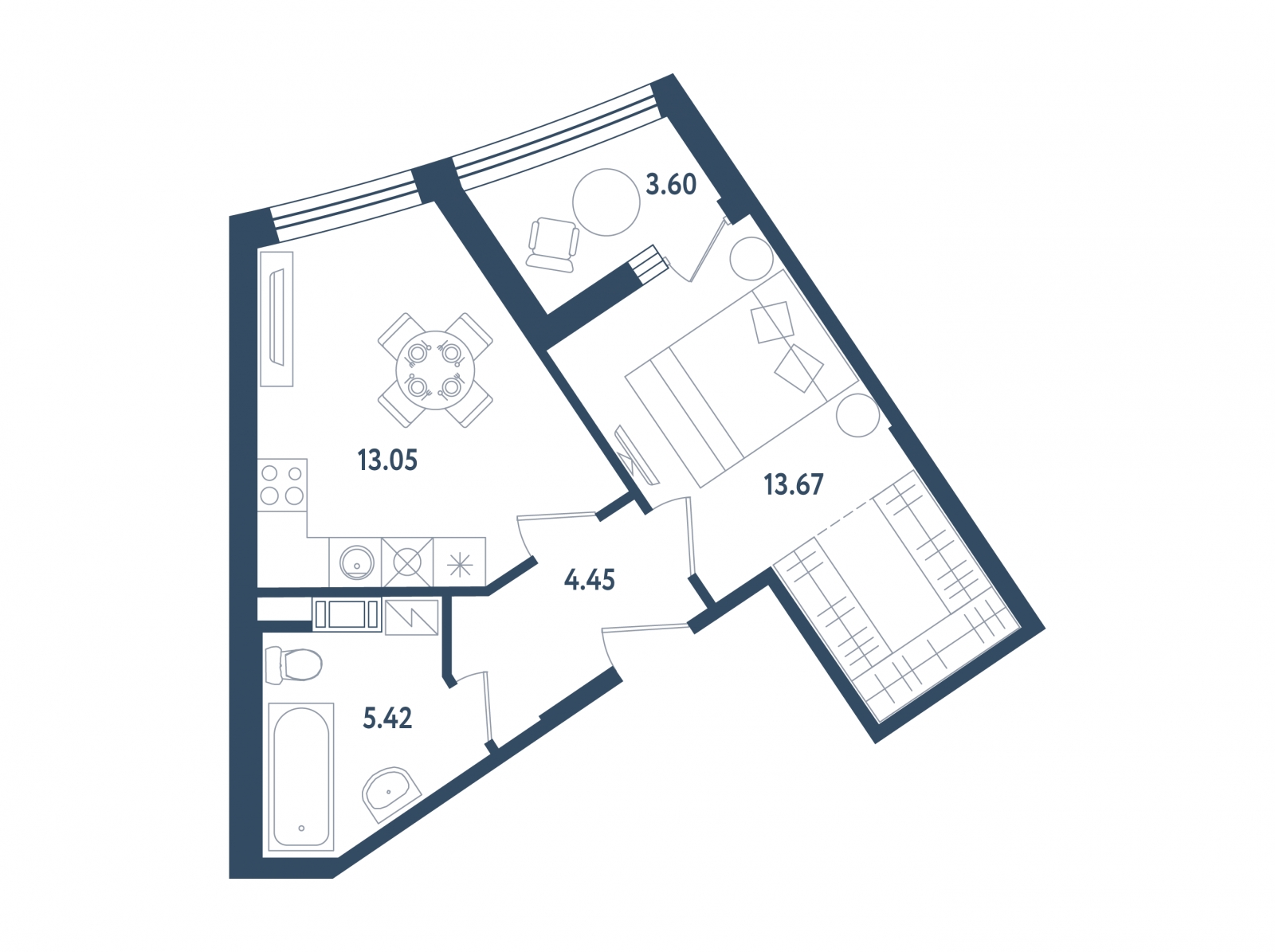 2-комнатная квартира с отделкой в ЖК Небо на 9 этаже в 1 секции. Сдача в 3 кв. 2025 г.