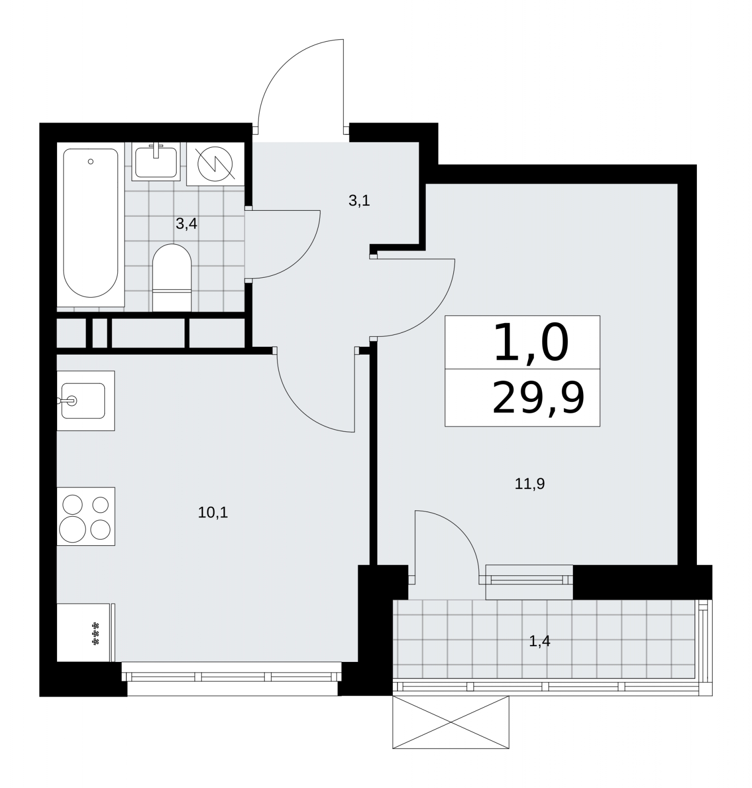 1-комнатная квартира в ЖК Скандинавия на 5 этаже в 1 секции. Сдача в 1 кв. 2026 г.