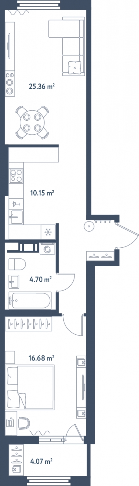 2-комнатная квартира с отделкой в Квартал Авиатор на 11 этаже в 2 секции. Сдача в 3 кв. 2024 г.