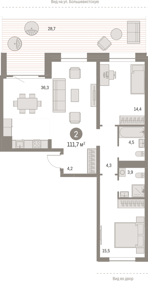 2-комнатная квартира с отделкой в ЖК ГОЛОС в центре города на 17 этаже в 1 секции. Сдача в 4 кв. 2025 г.
