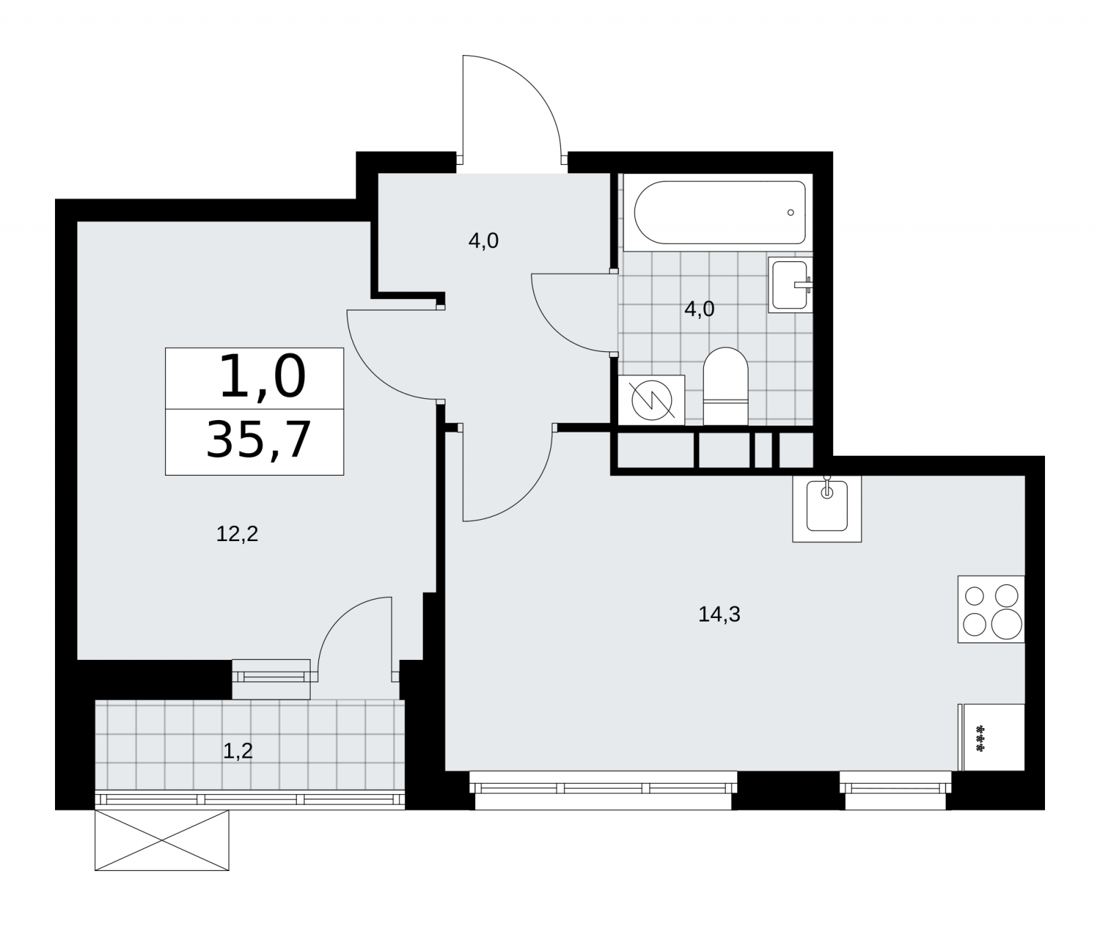 1-комнатная квартира (Студия) с отделкой в ЖК Скандинавия на 5 этаже в 4 секции. Сдача в 4 кв. 2025 г.
